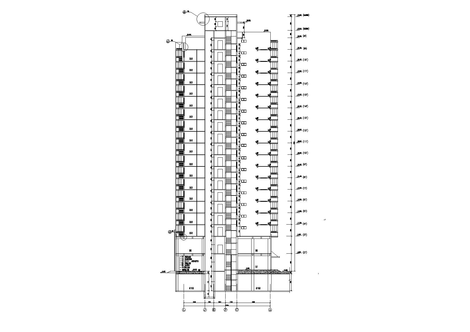 高层一梯四户塔式底商公寓楼建筑施工图施工图下载【ID:165392162】