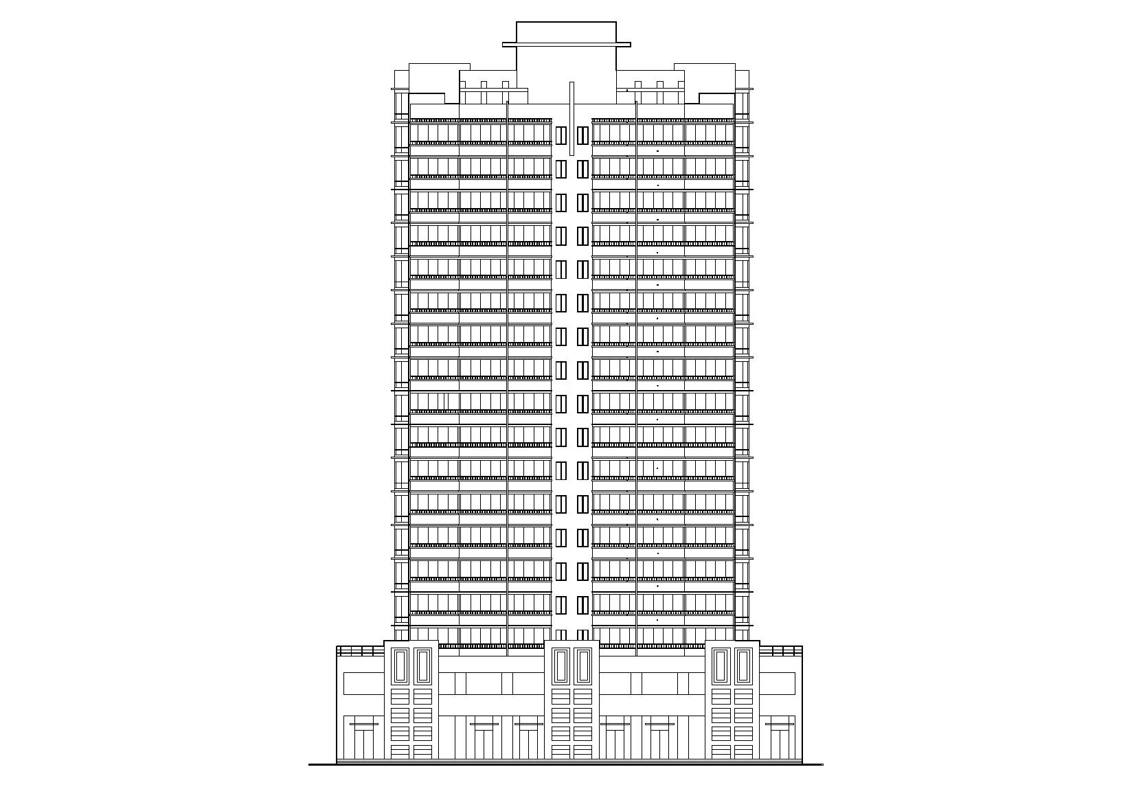 高层一梯四户塔式底商公寓楼建筑施工图施工图下载【ID:165392162】