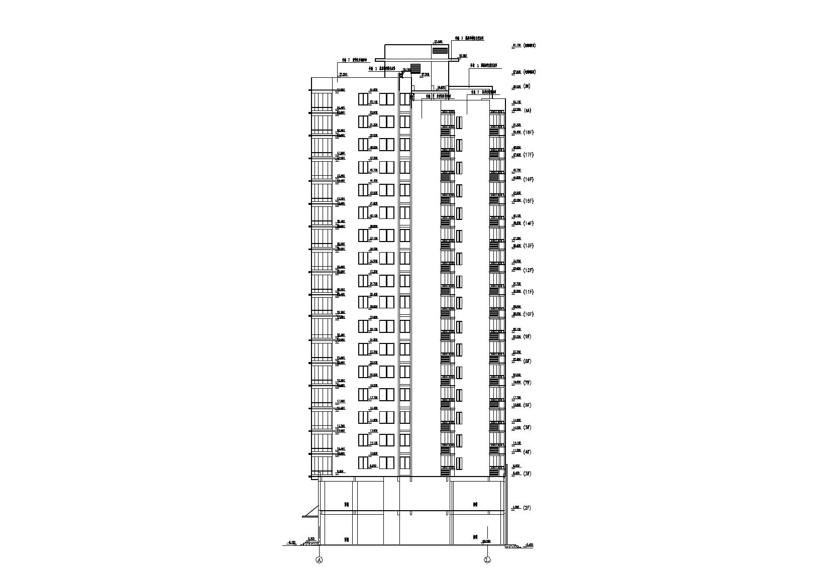 高层一梯四户塔式底商公寓楼建筑施工图施工图下载【ID:165392162】