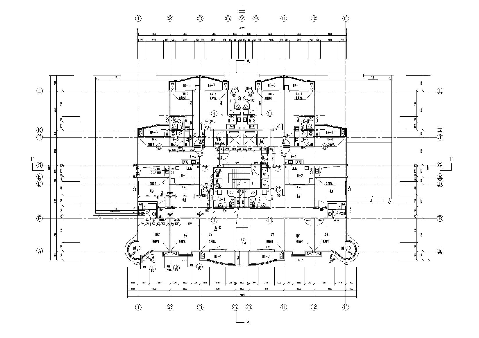 高层一梯四户塔式底商公寓楼建筑施工图施工图下载【ID:165392162】