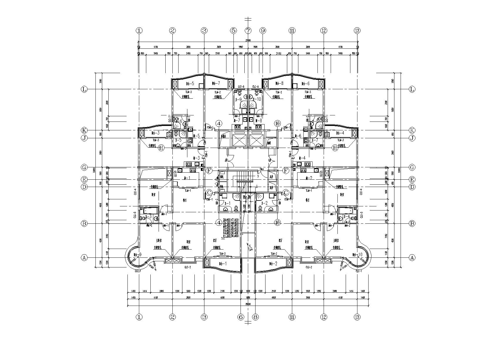 高层一梯四户塔式底商公寓楼建筑施工图施工图下载【ID:165392162】