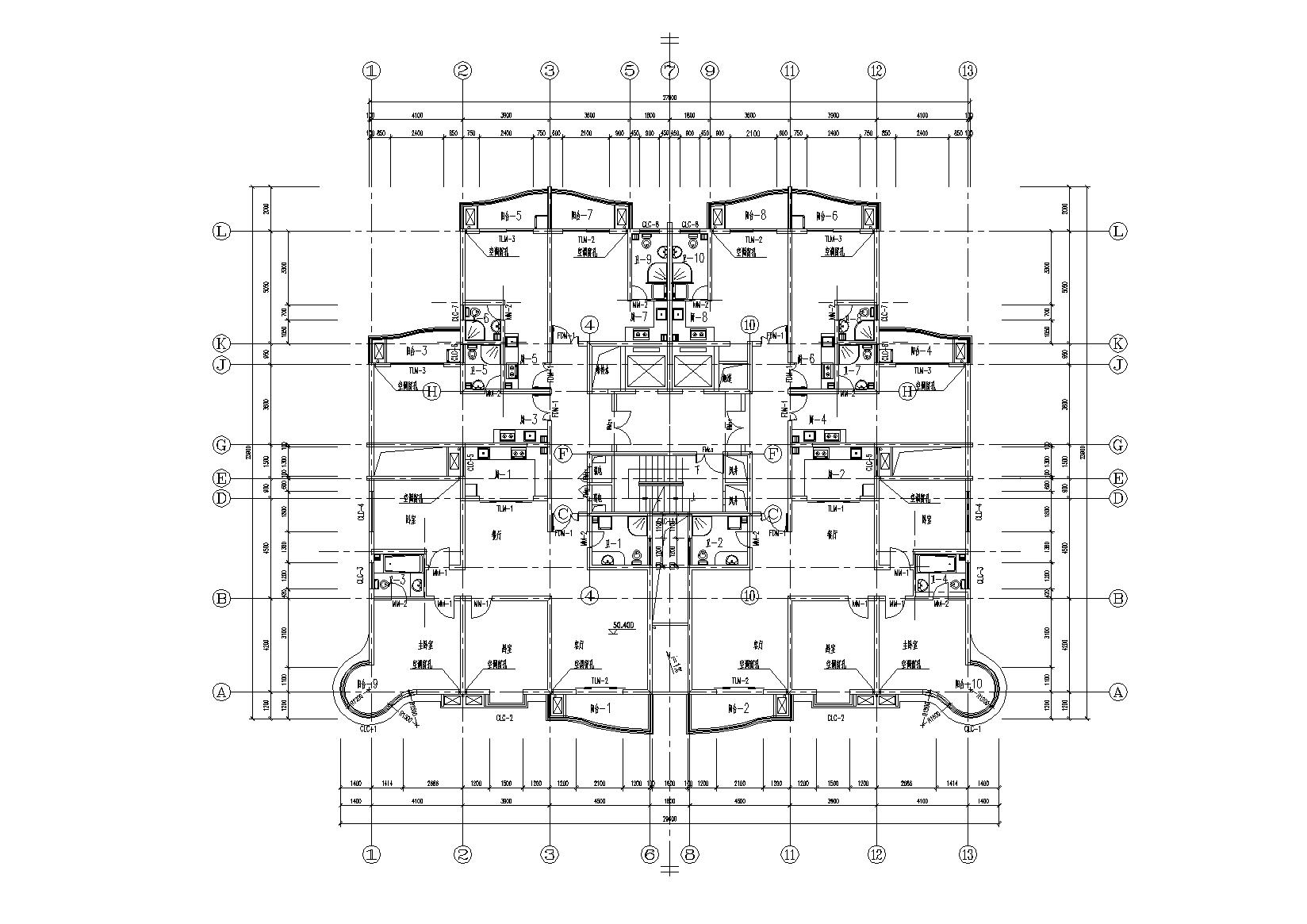 高层一梯四户塔式底商公寓楼建筑施工图施工图下载【ID:165392162】