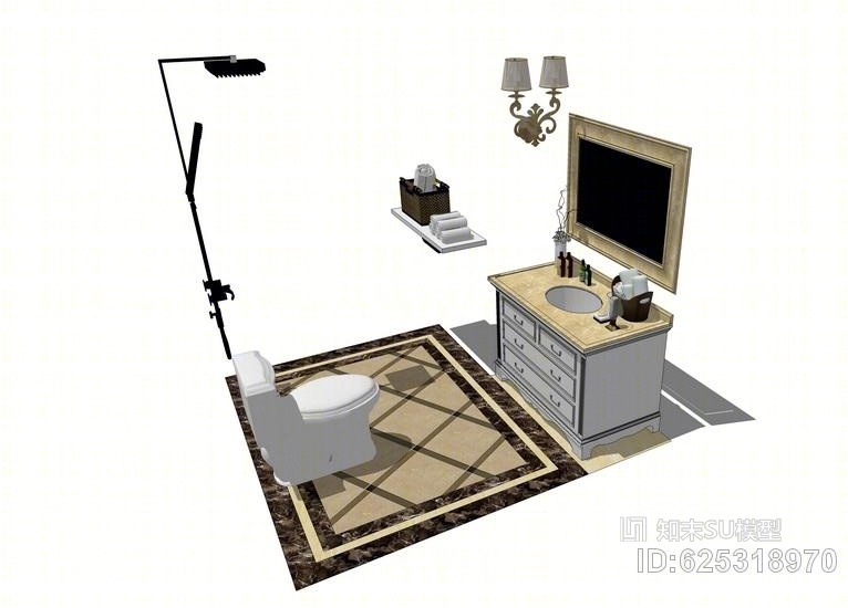 卫生间家具组合SU模型下载【ID:625318970】