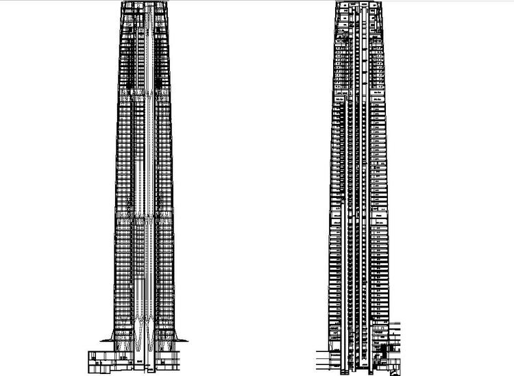 超高层知名办公综合体塔楼写字楼建筑施工图设计（74层）施工图下载【ID:165944108】