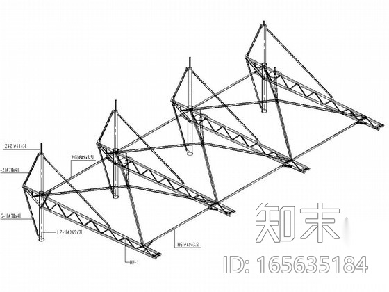 骨架支撑式膜结构看台遮阳膜及土建看台结构施工图（含建...施工图下载【ID:165635184】