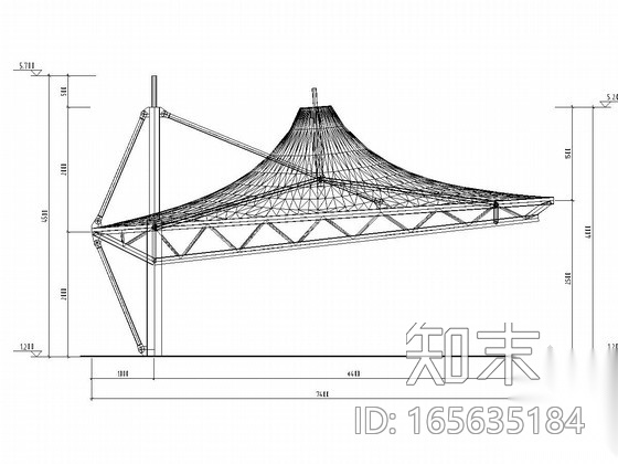 骨架支撑式膜结构看台遮阳膜及土建看台结构施工图（含建...施工图下载【ID:165635184】