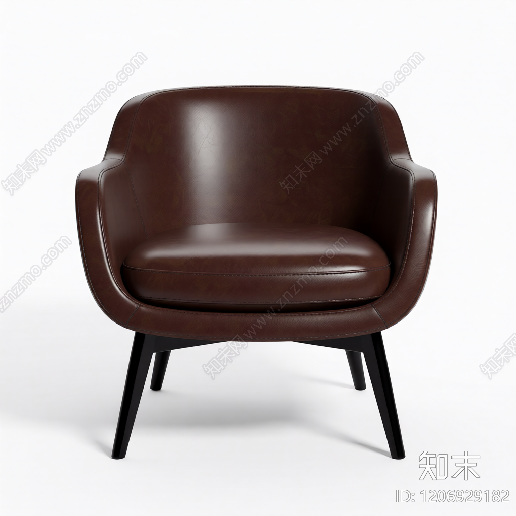 棕色皮质扶手椅3D模型下载【ID:1206929182】