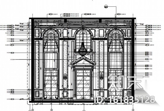 [上海]超奢华霸气欧式别墅施工图（含效果图、材料样板）cad施工图下载【ID:161835128】