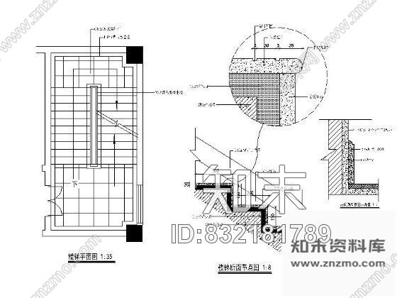 图块/节点石材踏步楼梯详图cad施工图下载【ID:832181789】