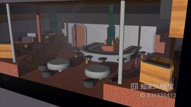 酒吧/餐厅SU模型下载【ID:531538413】