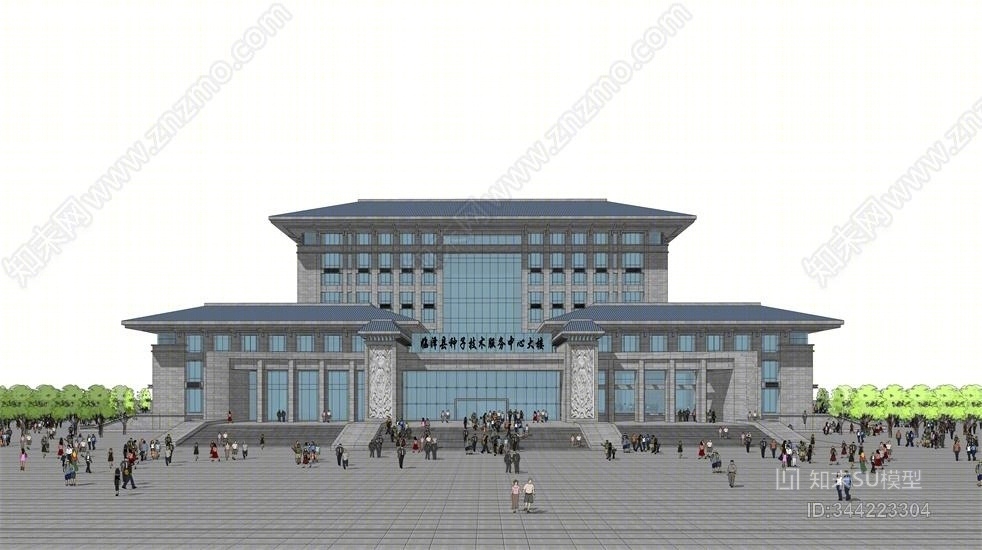 现代临泽种子中心办公楼SU模型下载【ID:344223304】