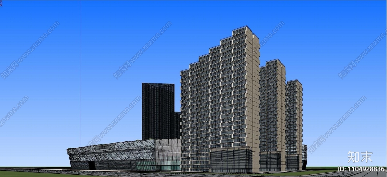 现代高层办公楼外观SU模型下载【ID:1104928836】