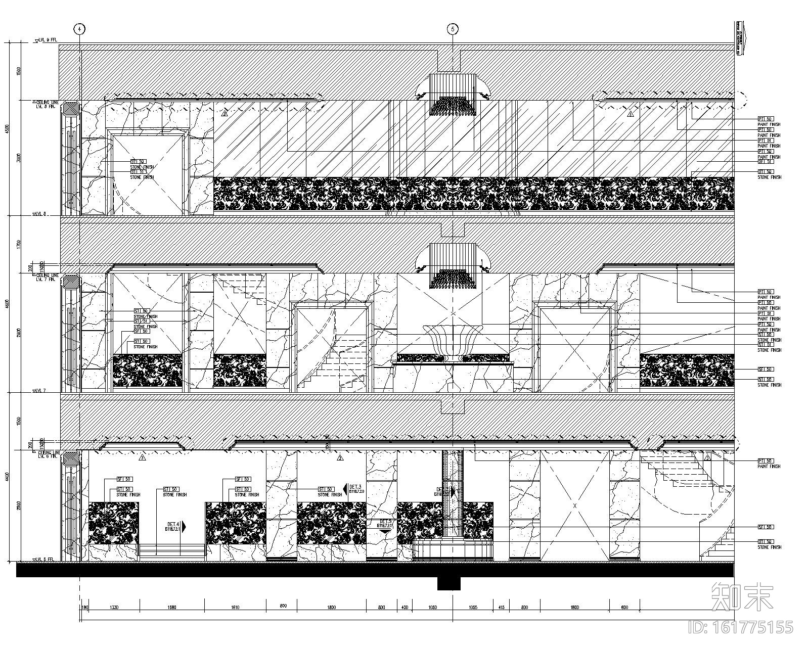 越南时代广场豪华酒店全日制餐厅室内设计施工图cad施工图下载【ID:161775155】