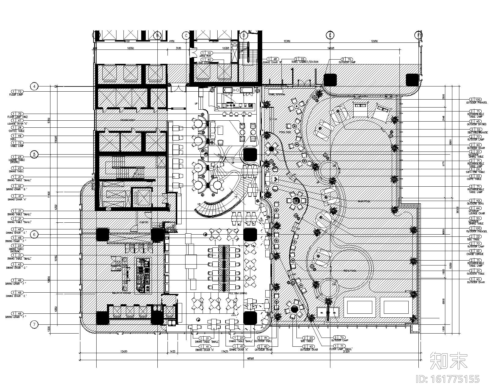 越南时代广场豪华酒店全日制餐厅室内设计施工图cad施工图下载【ID:161775155】