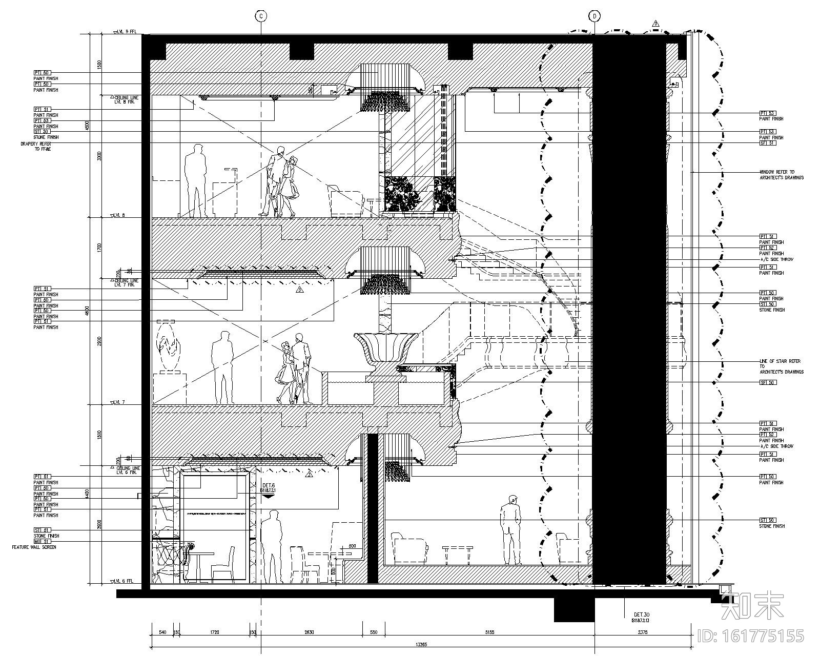 越南时代广场豪华酒店全日制餐厅室内设计施工图cad施工图下载【ID:161775155】