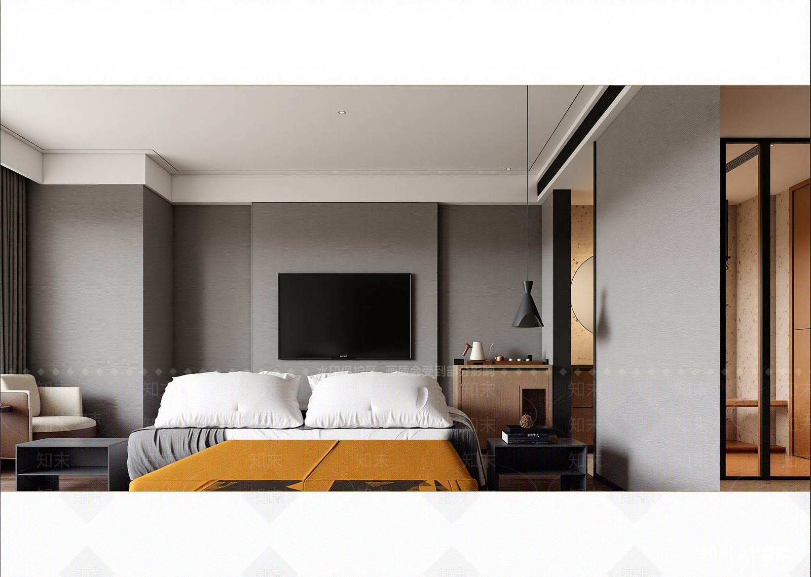 现代酒店客房3D模型下载【ID:1215054845】