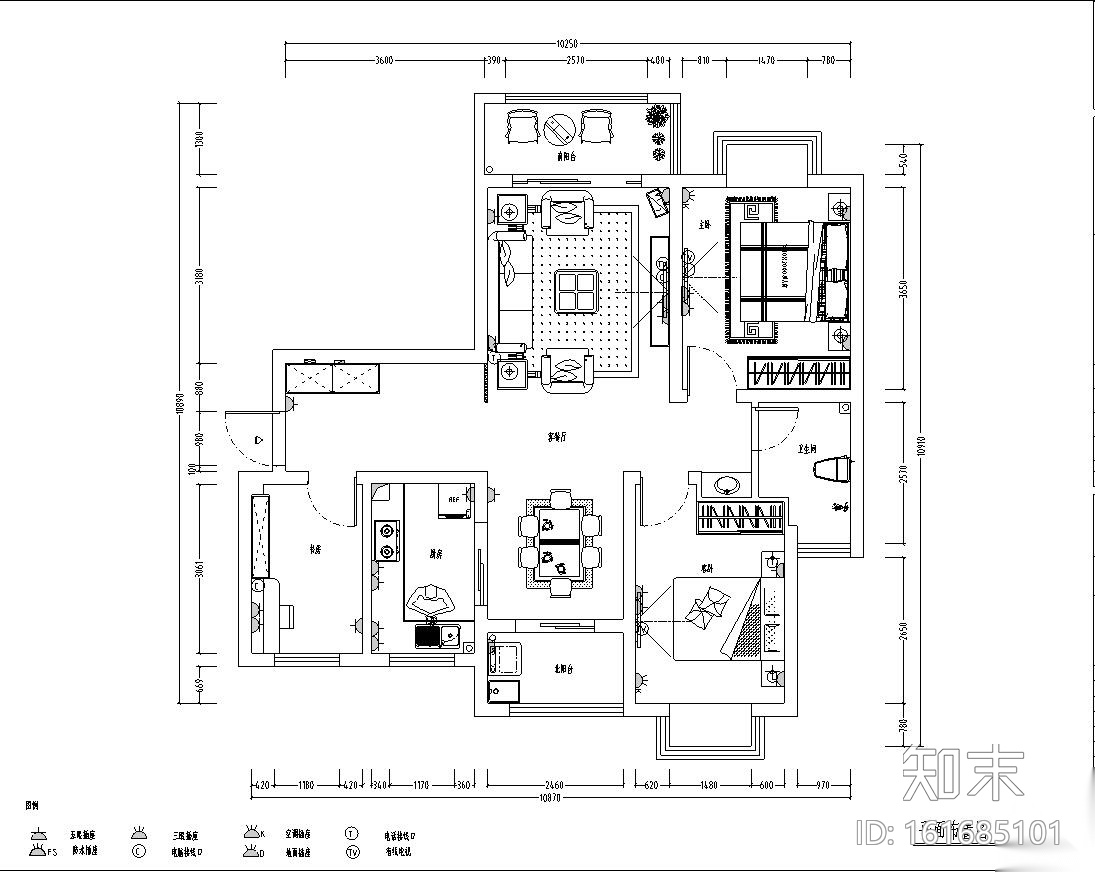 欧式风格实用型家装施工图设计（附实景图）cad施工图下载【ID:161685101】