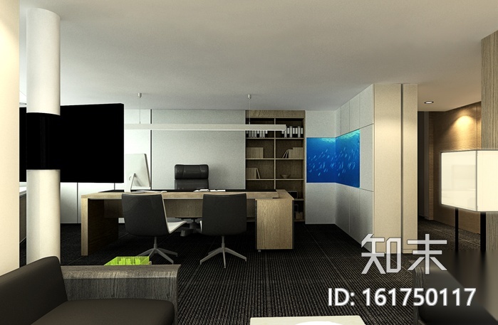 [湖北]武汉某投资办公室设计CAD施工图（含效果图）cad施工图下载【ID:161750117】