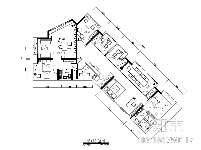 [湖北]武汉某投资办公室设计CAD施工图（含效果图）施工图下载【ID:161750117】