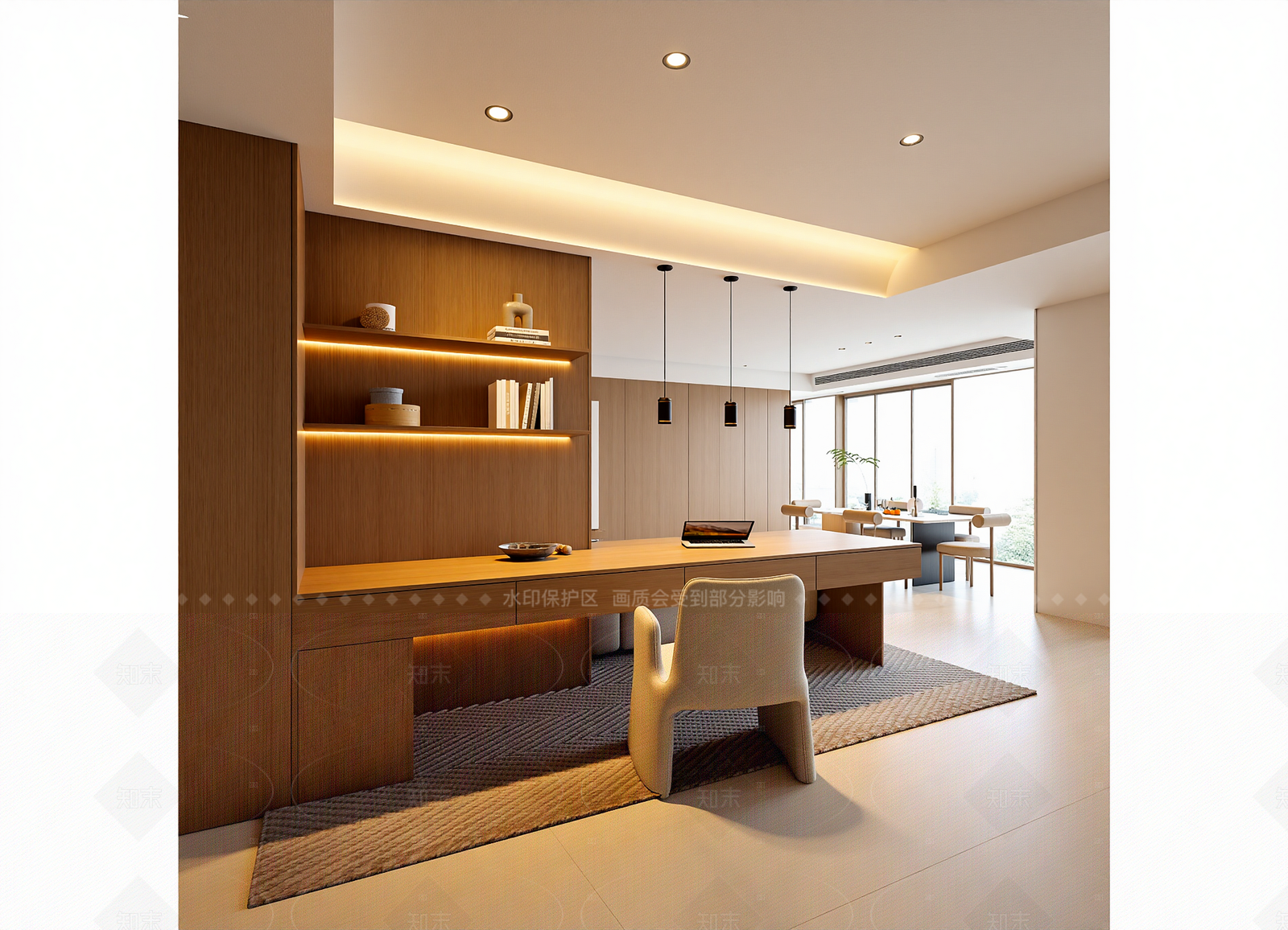 北欧开放式书房3D模型下载【ID:1214571340】