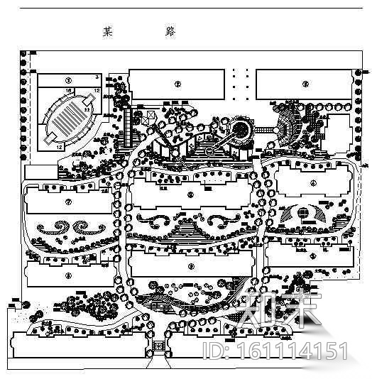 某小区环境景观绿化设计图cad施工图下载【ID:161114151】