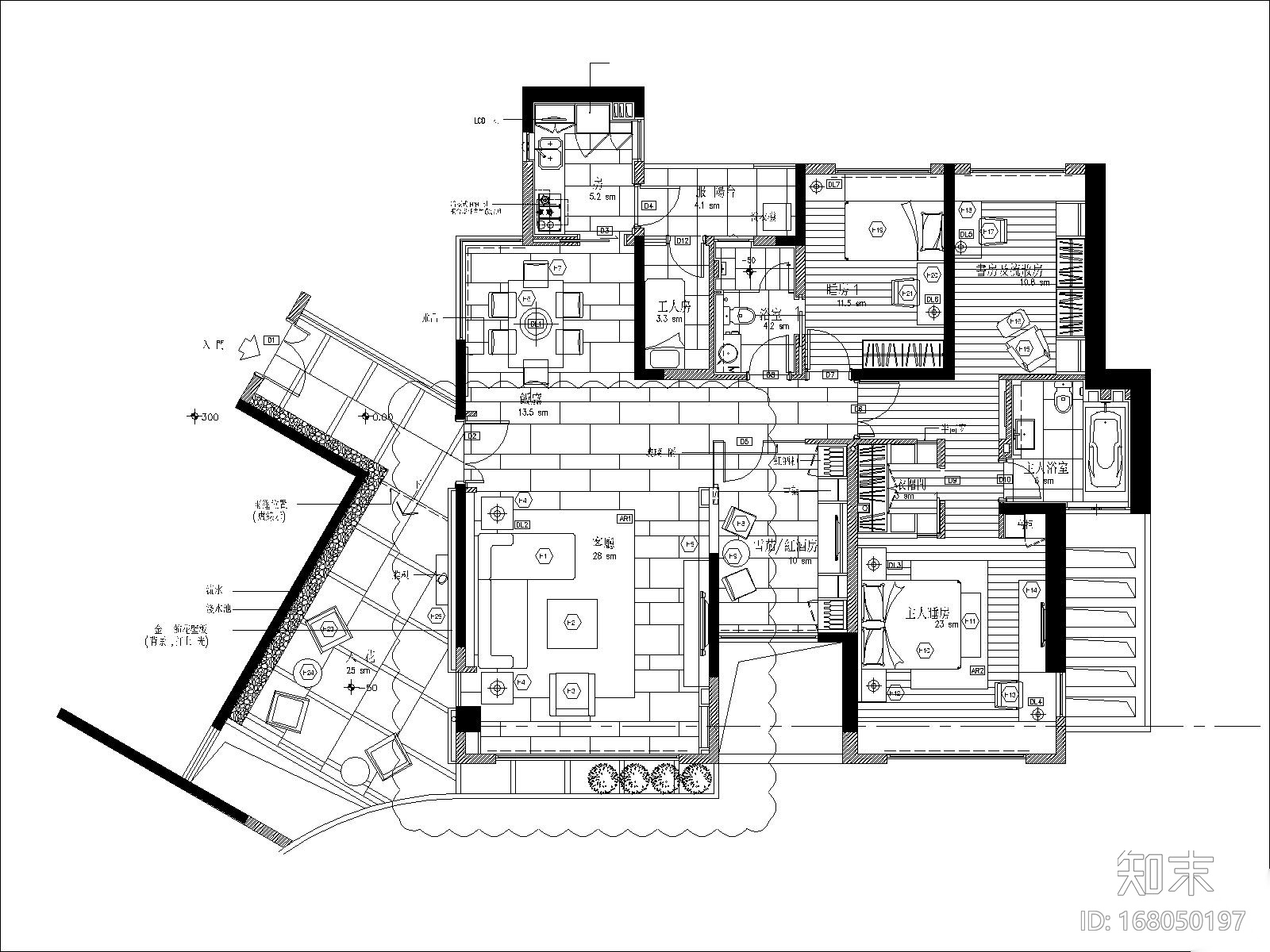 [深圳]梁志天-深圳浅水湾两室两厅户型样板间丨施工图...施工图下载【ID:168050197】