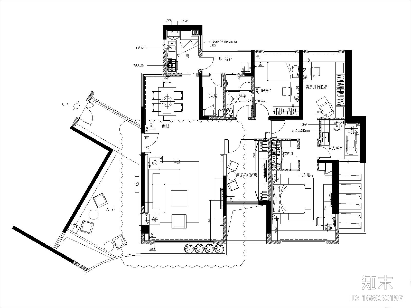 [深圳]梁志天-深圳浅水湾两室两厅户型样板间丨施工图...施工图下载【ID:168050197】