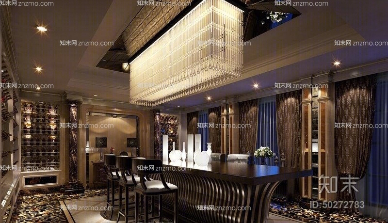 经典欧式玻璃吊灯3D模型下载【ID:50272783】