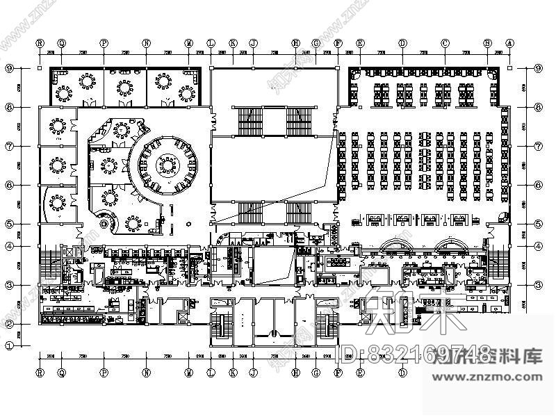 图块/节点大学餐厅平面图cad施工图下载【ID:832169748】