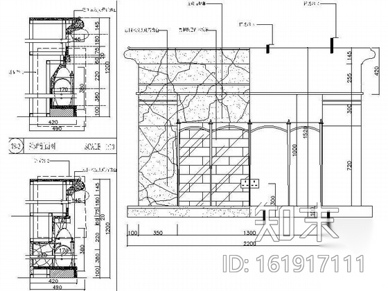 [广东]三层美式新古典别墅样板房装修（含实景）cad施工图下载【ID:161917111】