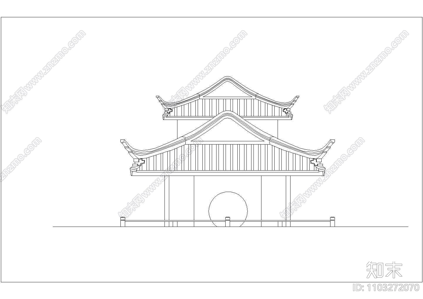 某地歇山亭仿古建筑cad施工图纸施工图下载【ID:1103272070】