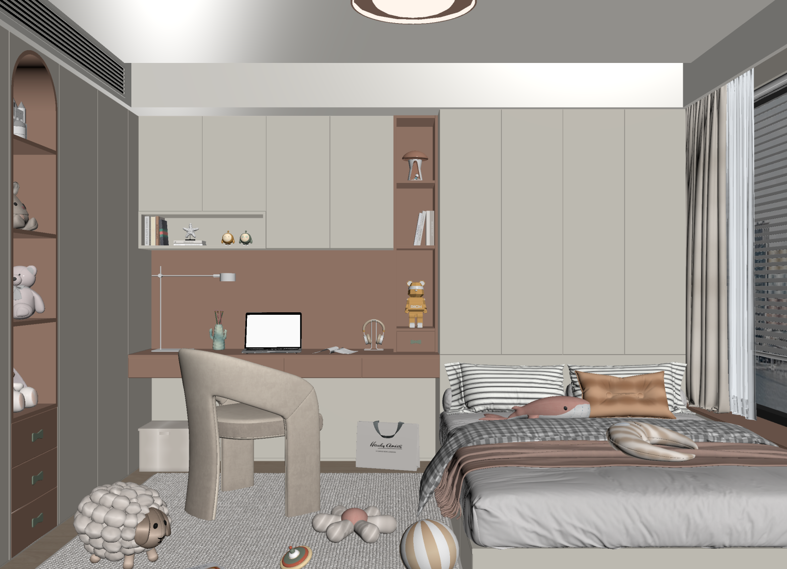 现代通用儿童房3D模型下载【ID:1214748377】