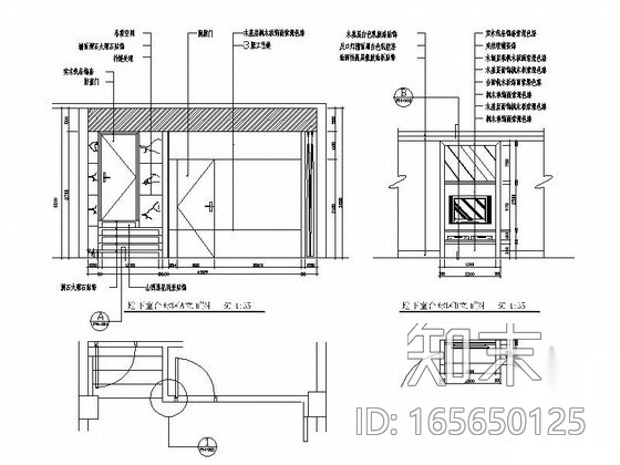 别墅地下娱乐台球室装修立面图cad施工图下载【ID:165650125】