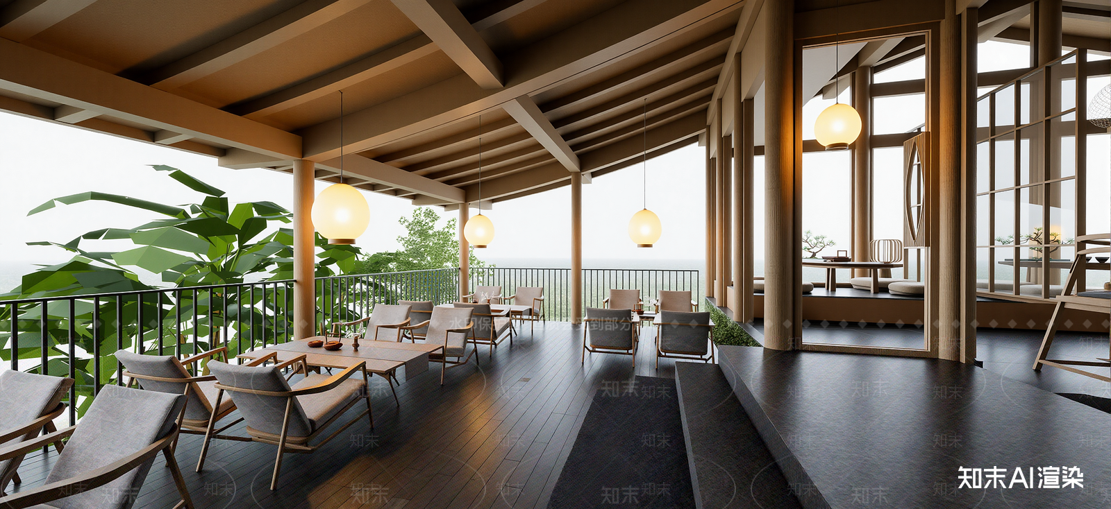 新中式其他酒店空间SU模型下载【ID:1222159995】