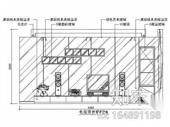 现代时尚电视背景墙CAD立面图块下载cad施工图下载【ID:164891198】