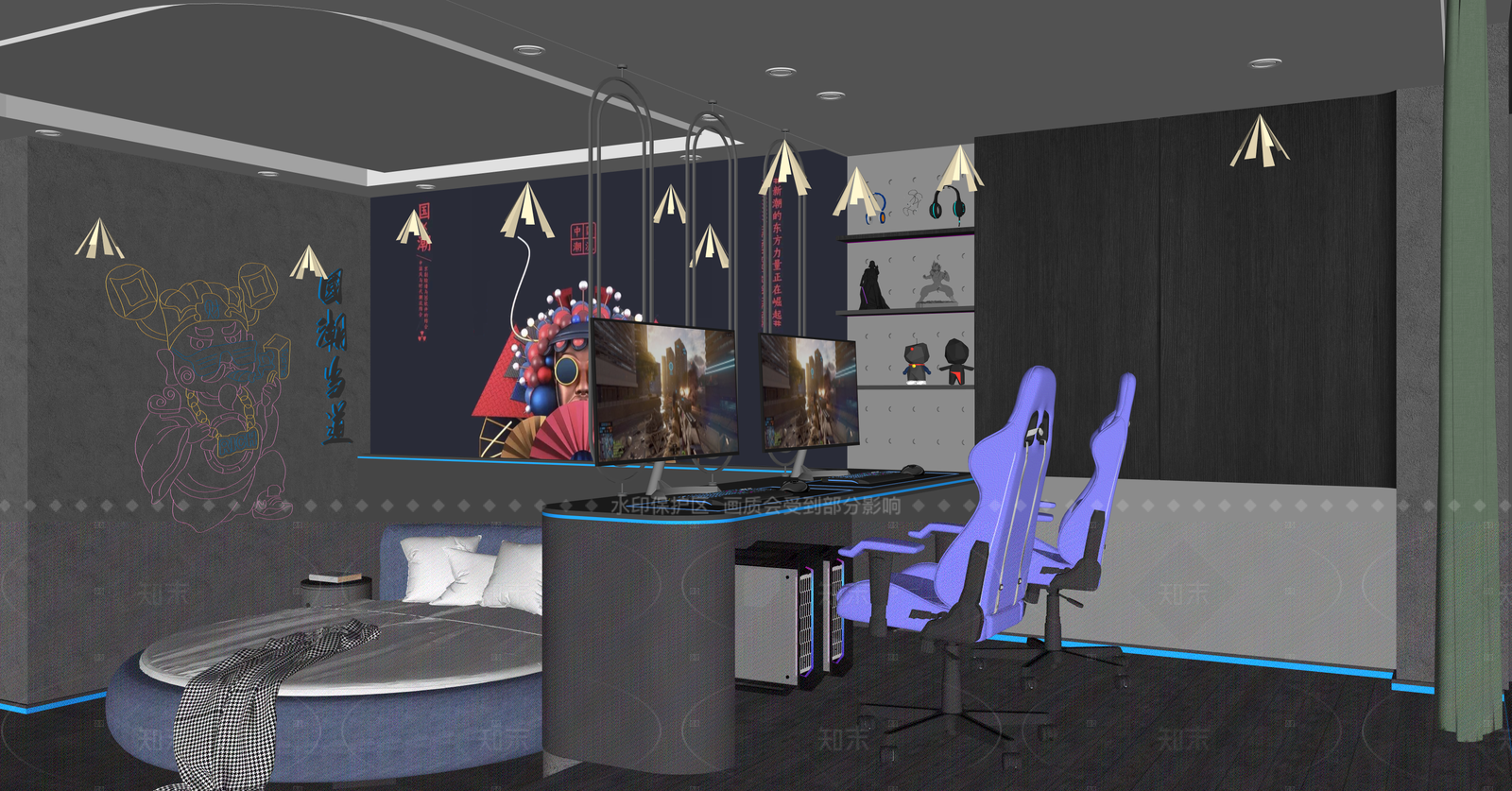 现代酒店客房SU模型下载【ID:1215957245】