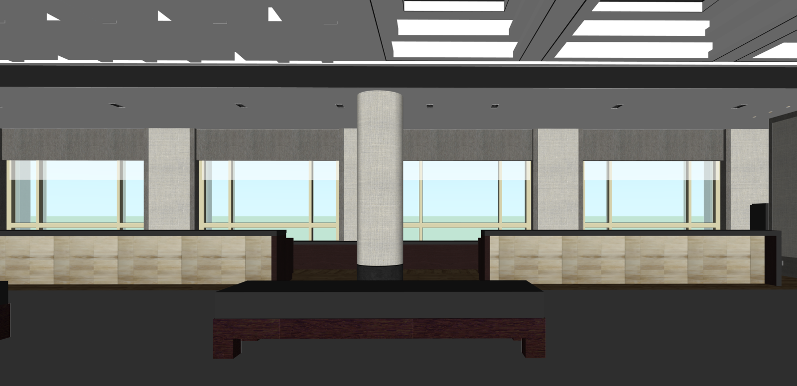 现代办公走廊SU模型下载【ID:1215971503】