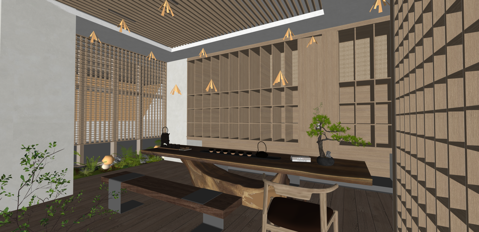 新中式烟酒店SU模型下载【ID:1215963706】