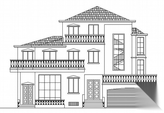 某三层公馆建筑施工图施工图下载【ID:166438104】