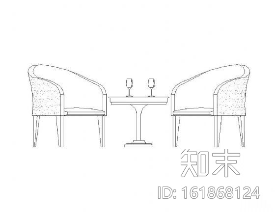 七套休闲对椅立面图块cad施工图下载【ID:161868124】