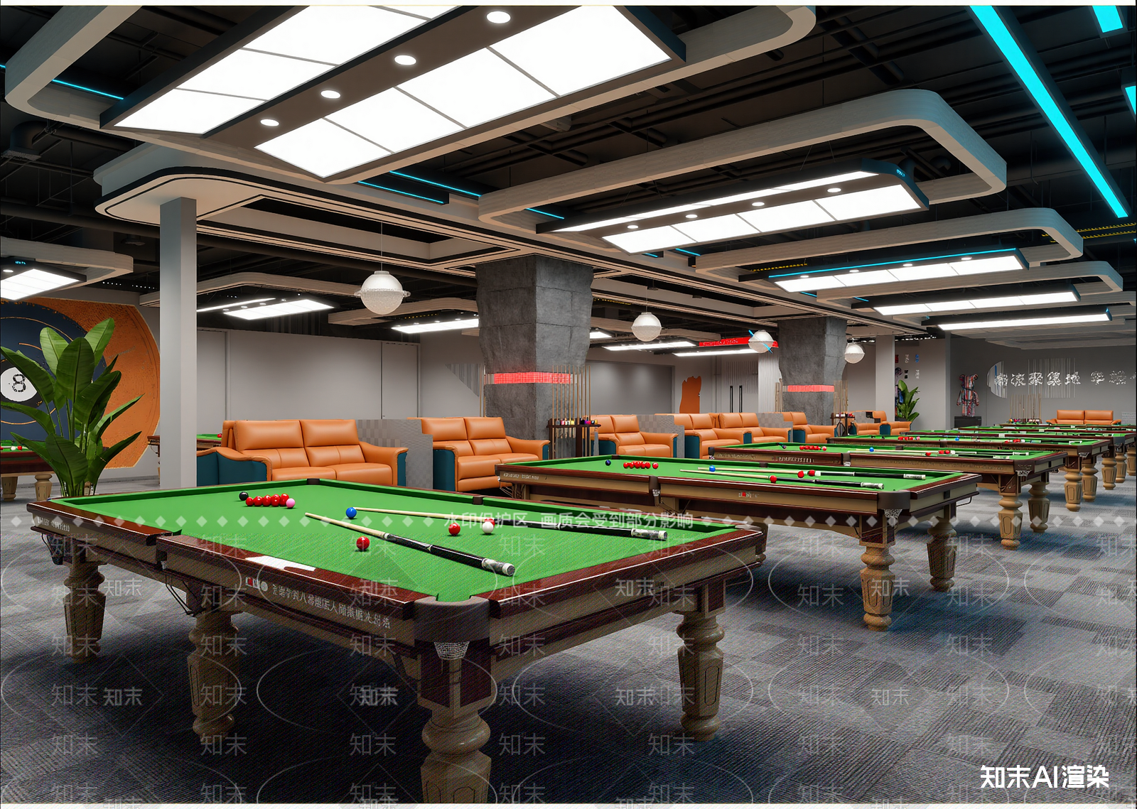 现代台球室3D模型下载【ID:1215162236】