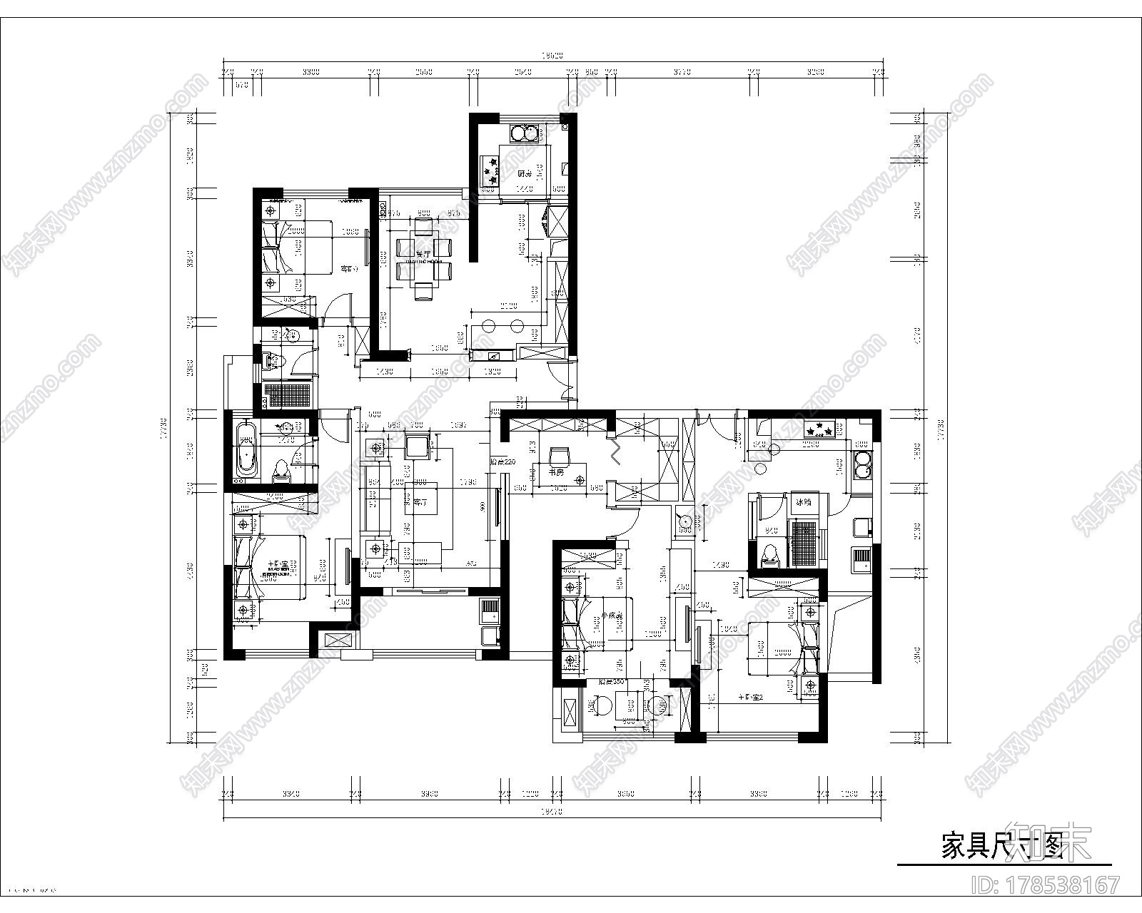 [常熟]大型企业集团地产经典新中式四居室装修施工图（含实景）cad施工图下载【ID:178538167】