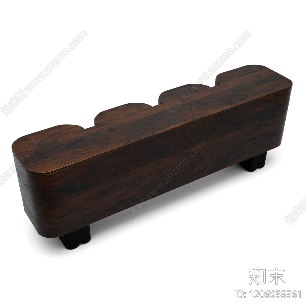 深色木纹长凳组件3D模型下载【ID:1206955561】