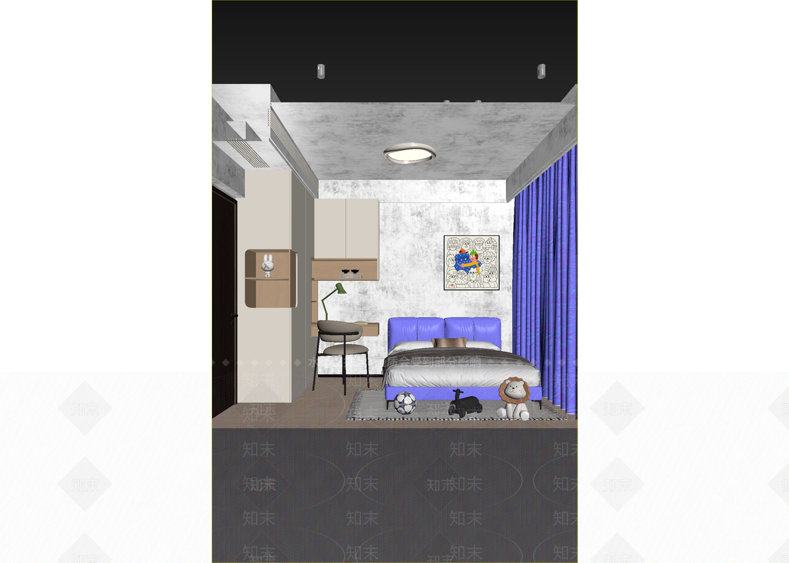 现代男孩房3D模型下载【ID:1214787317】