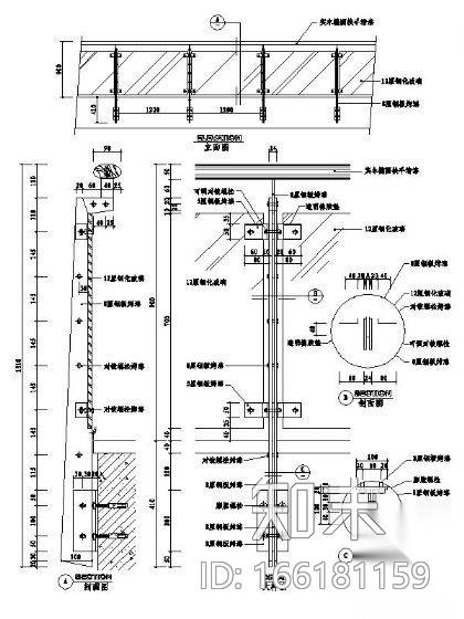 玻璃护栏详图施工图下载【ID:166181159】