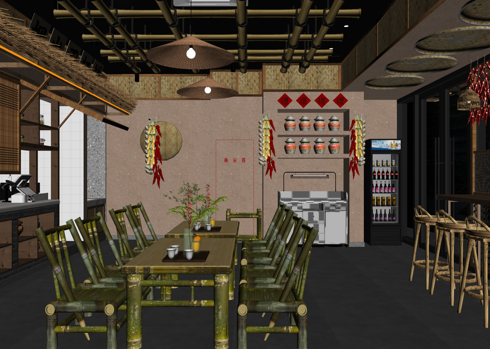 中式火锅店3D模型下载【ID:1214943343】