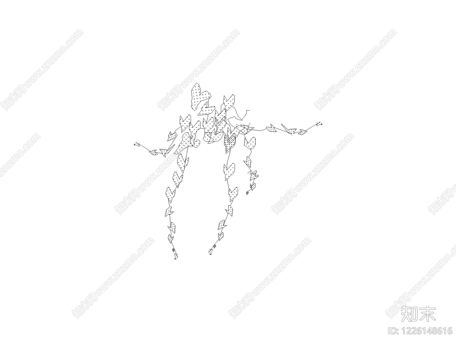 现代,新中式攀援植物CAD图纸