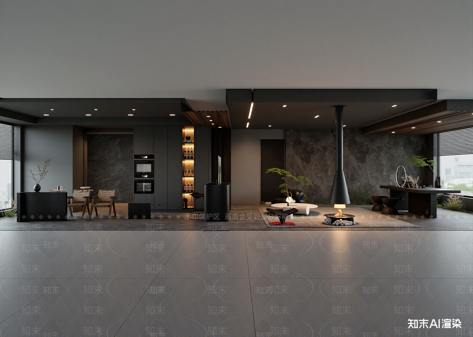现代民宿大厅3D模型下载【ID:1215093463】