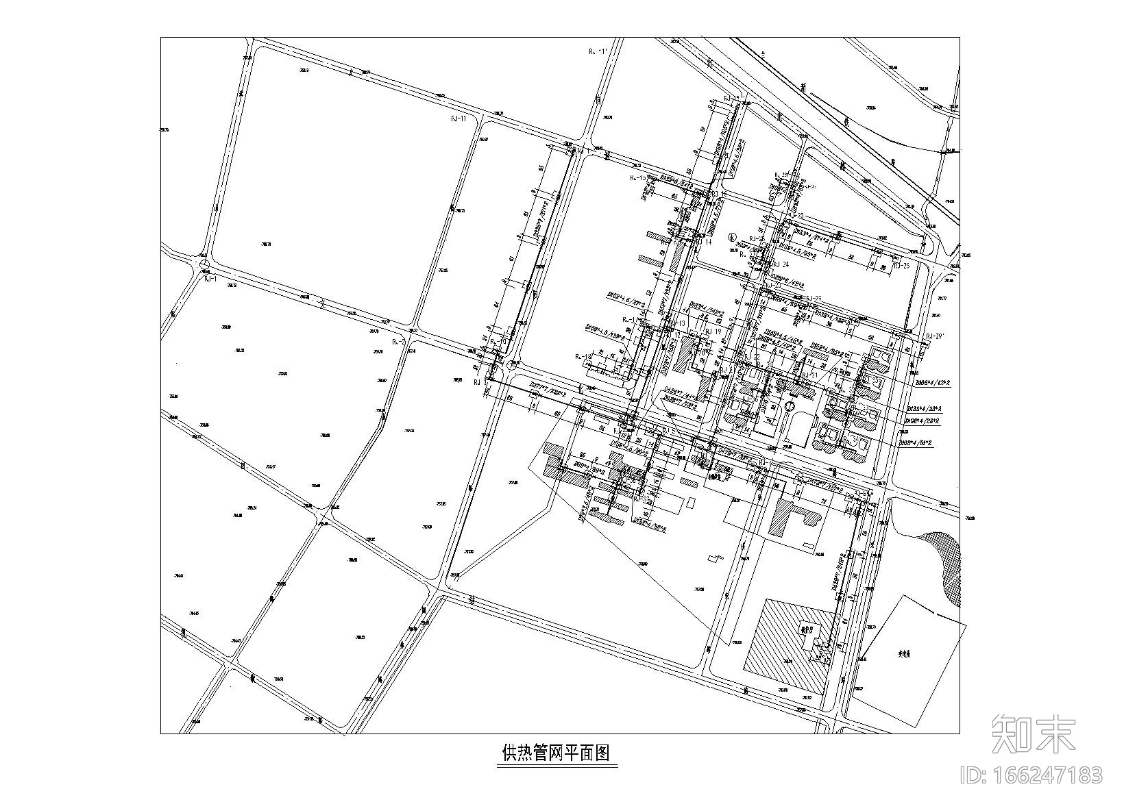 室外热力管网施工图cad施工图下载【ID:166247183】