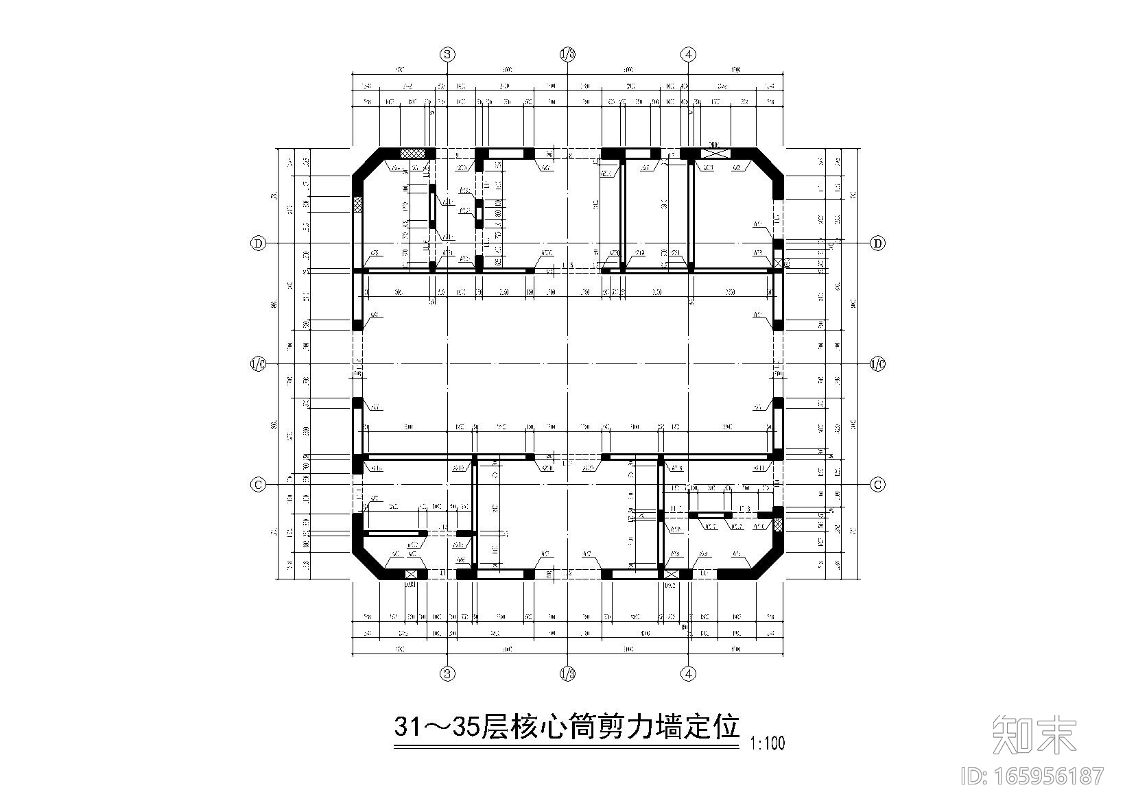 59层超高框筒cad施工图下载【ID:165956187】